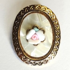 Vintage Porcelain Rose Brooch/Pin